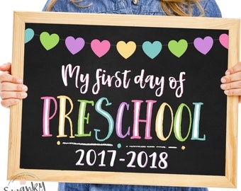 First Day of Preschool Sign, Printable First Day, School Sign, Back To School Sign, Preschool Sign, First Day of School Chalkboard Sign