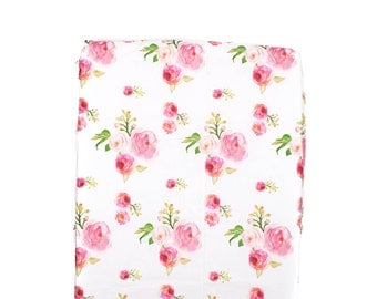 Roses Crib Sheet, Floral Crib Sheet, Minky Crib Sheet, Baby Bedding, Fitted Crib Sheet, Roses Baby Bedding, Baby Girl Crib Sheet