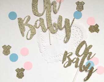 Oh Baby Cake Topper, Gold Oh Baby Cake Topper, Oh Baby Shower, Gold Baby Shower, Gold Baby Shower Cake Topper, Oh Baby Decor, Gold Cake