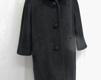 Lilli Ann Coat Black Mohair Coat Mad Men Coat Black Wool Coat 1960 Coat