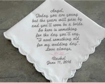 Flower Girl Handkerchief, mother of the bride, mother of the groom, personalized monogram, custom hankies, embroidered hankie,sister hankie