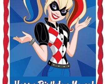 Harley Quinn Super Hero Edible Cake Topper Image Frosting Sheet Quarter Sheet