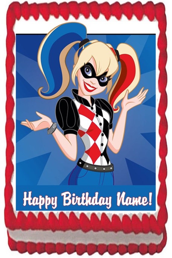 Harley Quinn Super Hero Edible Cake Topper Image Frosting