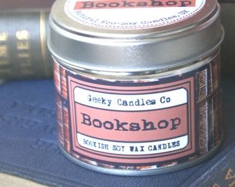 Bookshop Candle - Scented CANDLE Book Candle - Book Scented Candle -Soy Candle - Container Candle - Tin Candle
