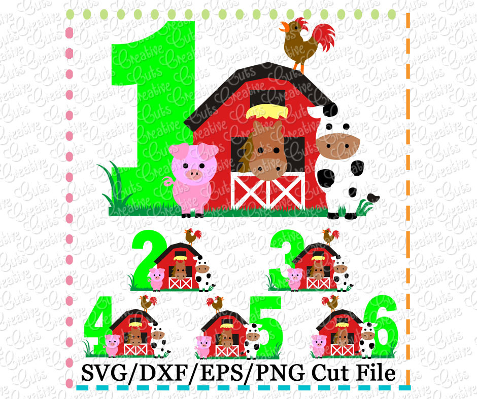Download Barn with Animals Birthday Numbers Set svg cutting file ...