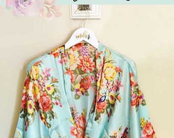 Bridesmaid Robes Set of 6 , 7 , 8, 9 , 10 or set of 4 or 5 - YOU CHOOSE QTY (EB3152) Bridesmaid Robes Floral