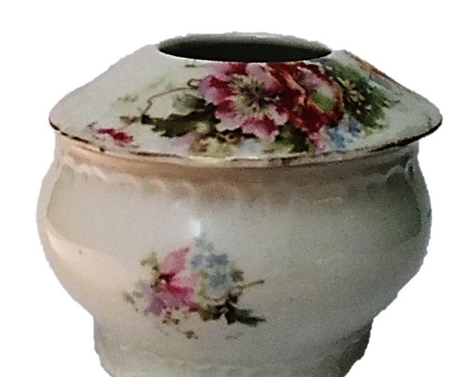 Vintage Porcelain Floral Potpourri Bowl | Flowers and Leaves Potpourri Dish