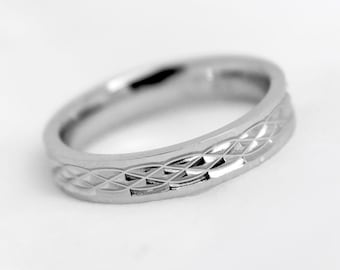 4mm 925 Sterling Silver, Infinity Wedding Band, Classic Matching Wedding Ring, Infinity Pattern Ring, Infinity Design ring 925 Silver, 8273