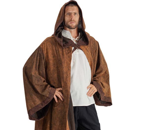 HOODED CLOAK with SLEEVES Shawl Cape Jedi Robe Jedi