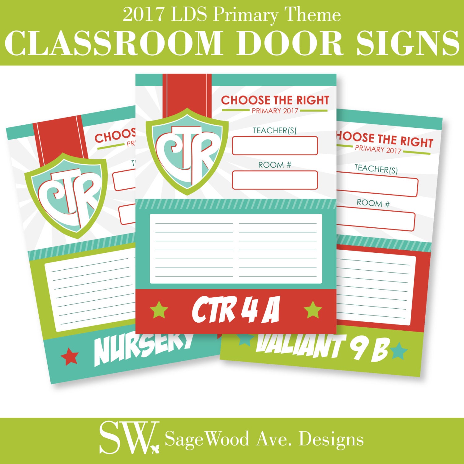 2017 LDS Primary Classroom Door Signs Class Lists Choose