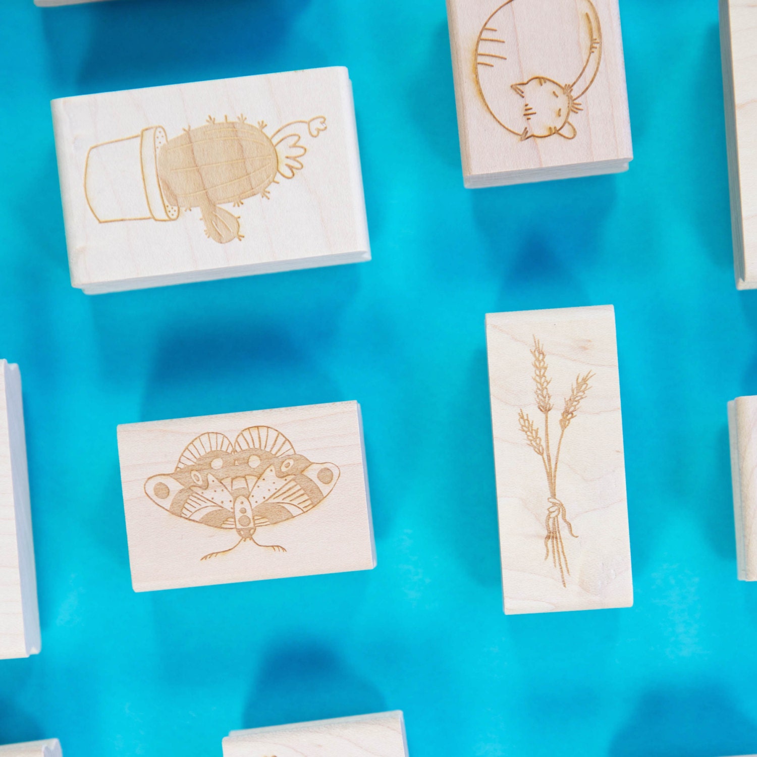 Wheat Bundle Rubber Stamp Hand Drawn Stamp Rubber Stamp