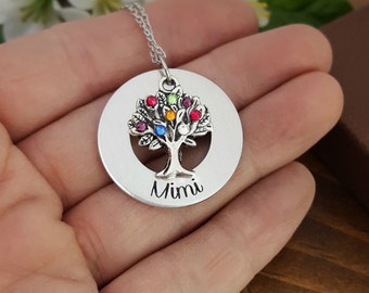 Grandmothers Birthstone Necklace | Mimi Necklace | Family Tree Birthstone Necklace For Mimi | Grandmother Necklaces | Gifts For Mimi Grandma