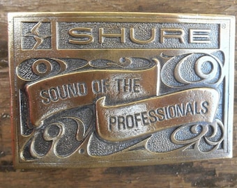Vintage Belt Buckle / Wyoming Studio Art Works / Shure Bros / Shure Audio / Vintage Shure Belt Buckle / 70s Belt Buckle