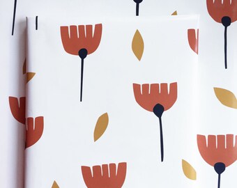 wrapping paper, floral gift wrap, scandinavian wrapping paper, minimalist gift wrap, paper roll, flower gift wrap, colorful gift wrap, roll