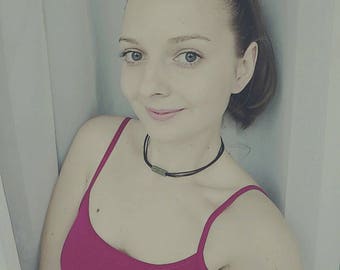 Leather Choker Green Choker necklace Best gift for Sister Green Leather Necklace women's gift Christmas in July Everyday Jewelry hostess