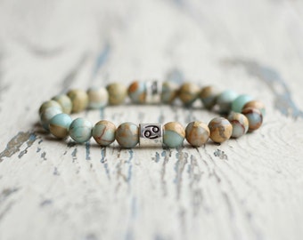 cancer bracelet zodiac jewelry serpentine stone gift birthday women zodiac sign bracelet astrology gifts for daughter cancer constellation