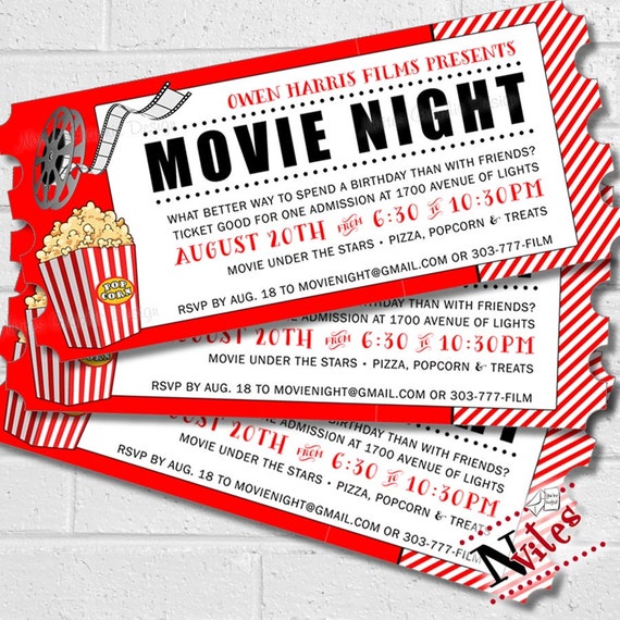 Movie Invitation Movie Night Party Movie Birthday Party