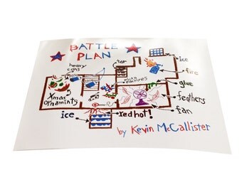 Battle Plan Poster As Kevin McCallister Made In Home Alone Christmas Movie Wall Art Print Plans By Xmas Gift Blueprint Map House Wet Bandits