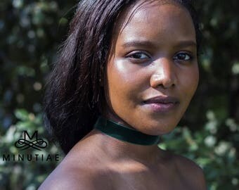 Olive Green Velvet Choker, Simple Velvet Choker, Classic Velvet Choker