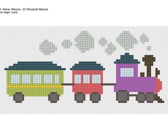 Train cross stitch | Etsy