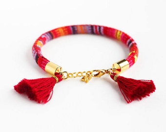 Wrap Bracelet, Rope Bracelet, Tassel Bracelet, Layering Bracelet