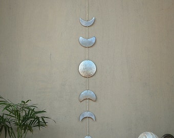 Moon Phases Wall Hanging Silver Full Moon Wall Decor Moon Wall Art - Moon Child - Lunar - Moon Mobile