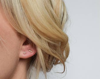 Bar Stud Earrings - Silver Stud Earrings - Tiny Stud Earrings - Mix & Match Earrings - Line Earrings - Minimalist Earrings