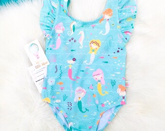 Mermaid Toddler Gymnastics Leotard - Flutter Sleeve Mermaid Leotard in Sizes 3 Months to 5T - Baby Bodysuit - Handmade - Baby Girl Outfit
