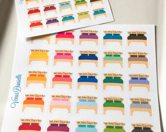 60 Nah, Imma stay in bed (Namaste) Planner Stickers, Stay in bed stickers, Relax stickers, Namaste stickers, Lazy day stickers, Functional