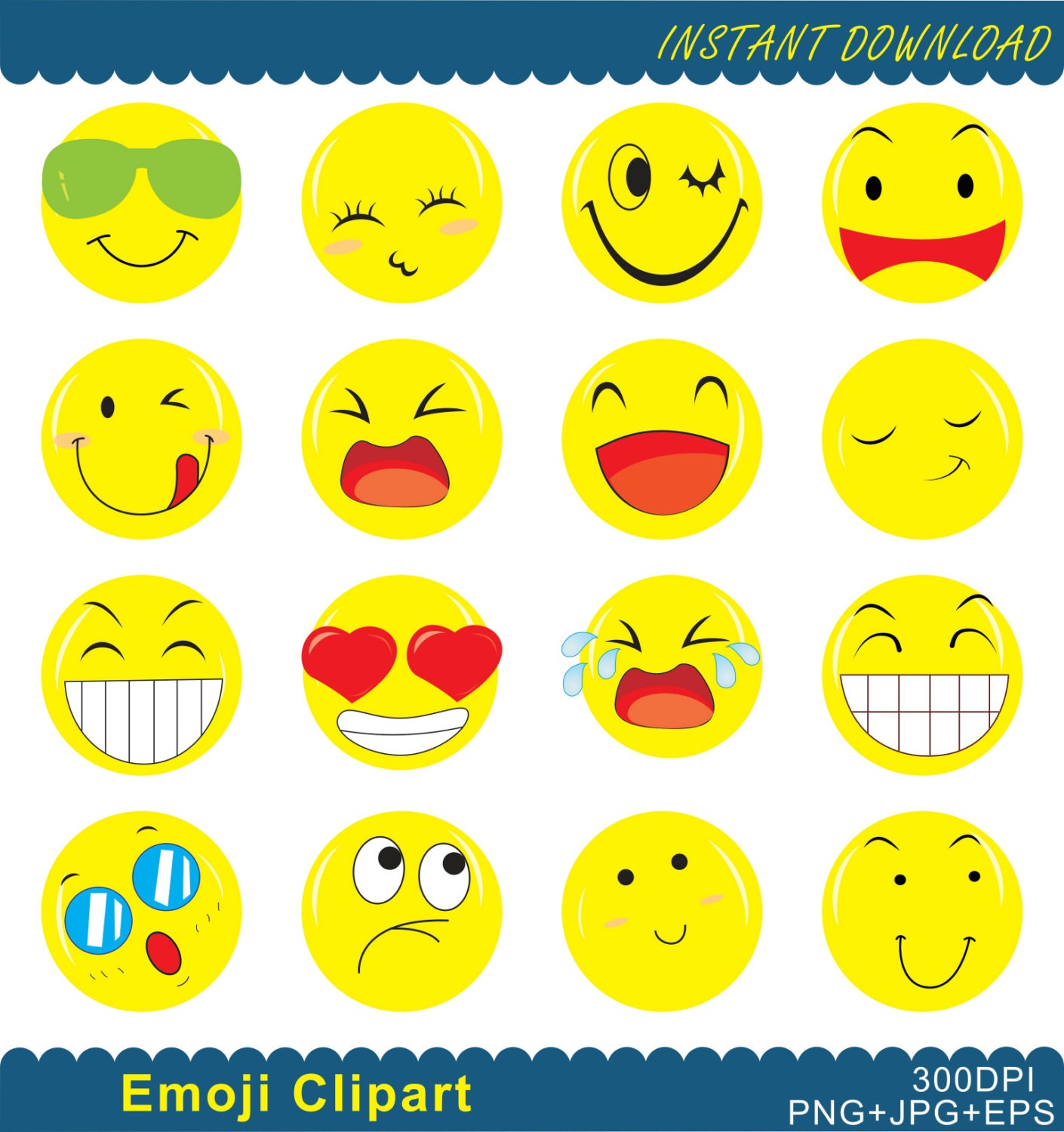 Emoji Clipart, Emoji PNG, Emoticons Collage Clip Art 