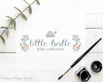 Pre-hechos logotipo, dulce tortuga del Logo, logotipo de empresa, Baby Boutique diseño, insignia de los niños de los cabritos (33-LOGO)