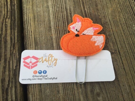 Sleeping Fox Clip/Planner Clip/Bookmark.