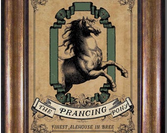 The Prancing Pony - Lord of the Rings - Bree - Middle Earth - Vintage Style Print - Sizes 5x7, 8x10, 11x14, 16x20, 18x24, 20x24, 24x36