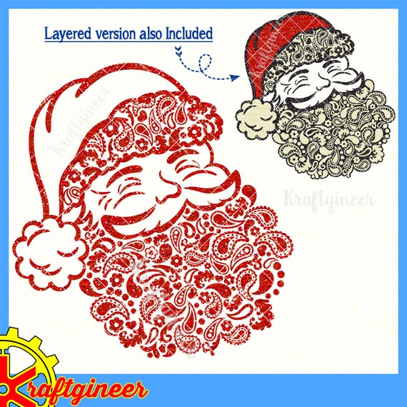 Download Paisley Santa SVG Filigree Santa SVG Christmas SVG Swirly