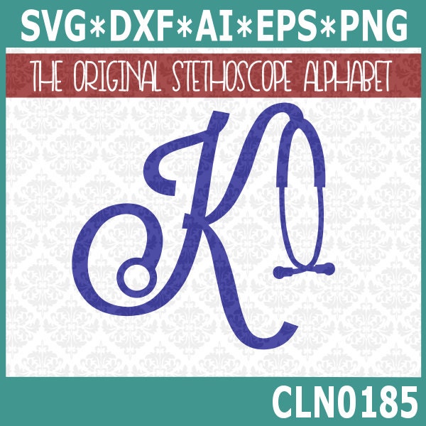 Download CLN0185 Stethoscope Alphabet Nurse Nursing Doctor Monogram SVG