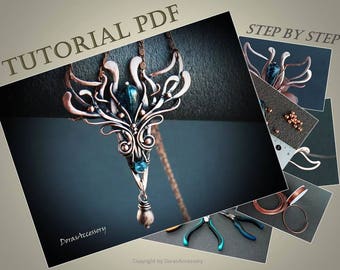 Tutorial wire wrapped pendant Lily PDF, wire wrap tutorial, tutorial wire wrapped jewelry, wire tutorial, wire wrapped workshop, wirewrap