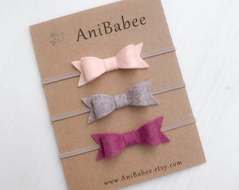 Felt Bow Headband, Baby Headband Set, Baby Bow Headband Set, Newborn Headband, Felt Bows, Baby Hair Bows, Baby Bows, Infant Bows, Hair Bows