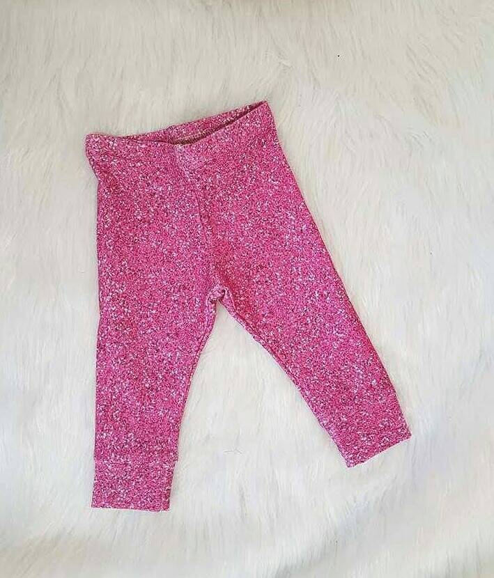 Pink Glitter print leggings glitter leggings sparkly