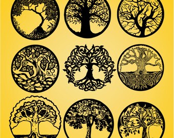 Life of tree ,tree cut file, tree cut out, tree dxf, vector, green tree clip art Vector art eps-cdr-dxf-png-svg in 1 zip file