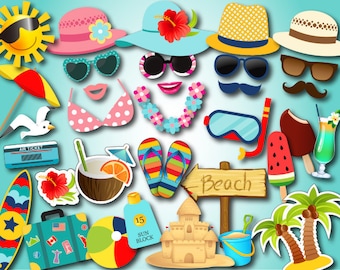 Printable Summer Fun Party Photo Booth Props, Summer Beach Vacation Photobooth Props, Summer Party Photo Booth Props, Beach Party Props 0074