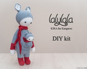 Lalylala Kira pattern - DIY Kit- Pink Kira the Kangaroo - DIY Crochet Kit - Lalylala pattern - DIY Craft - Gift for girl - Valentine's gift