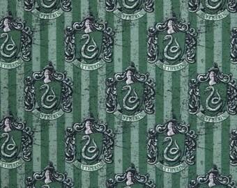 Harry Potter Fabric / Hogwarts / Slytherin Jade Digitally Printed Yardage / Camelot 2380113J / Fabric By The Yard & Fat Quarters