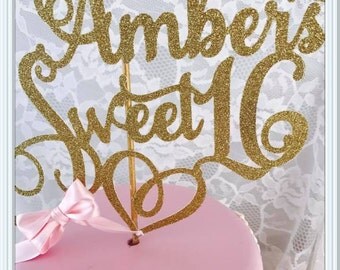 Sweet 16 Cake Topper - Sweet 16 Party Decorations - Sweet 16 Party Decor - Sweet 16 Birthday Party Cake Topper - Girl Birthday Party Cake