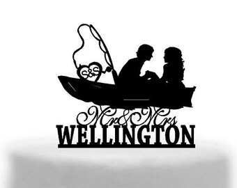 Romantic Boating Bride and Groom Cake topper Australian made