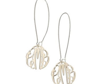 Sterling Silver Monogram Dangle Earrings - Elizabeth Collection