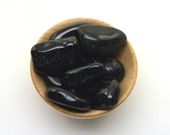 Black tourmaline small tumbled stone one piece, small schorl crystal tumblestone, pocket stone