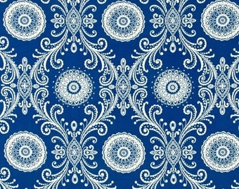 Waverly reflective indigo curtain valance