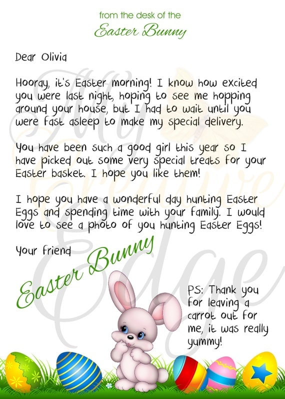 Personalised Letter from The Easter Bunny by MyCreatve3dge on Etsy