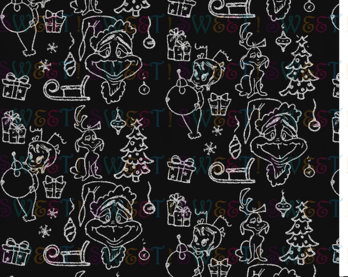Edible Grinch Inspired Christmas Pattern Sheet - Wafer Paper or Frosting Sheet