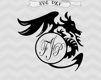 Dragon svg Dragon monogram svg Boy monogram svg Dragon Cricut downloads Cricut files Boy monogram Boy svg files for Silhouette files DXF